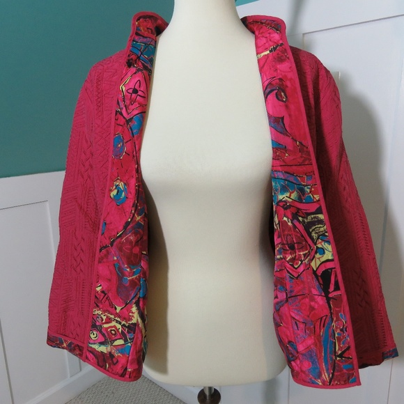 Chico's Jackets & Blazers - Chico's Womens Pink Lined Embroidered Jacket